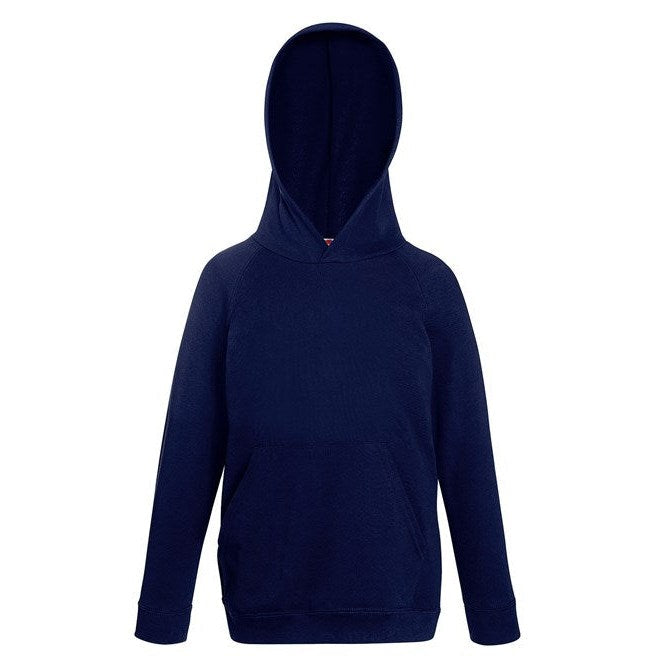 Fruit Of The Loom Kids Lightweight Hooded Sweatshirt Raglan Sleeves Pouch Pocket