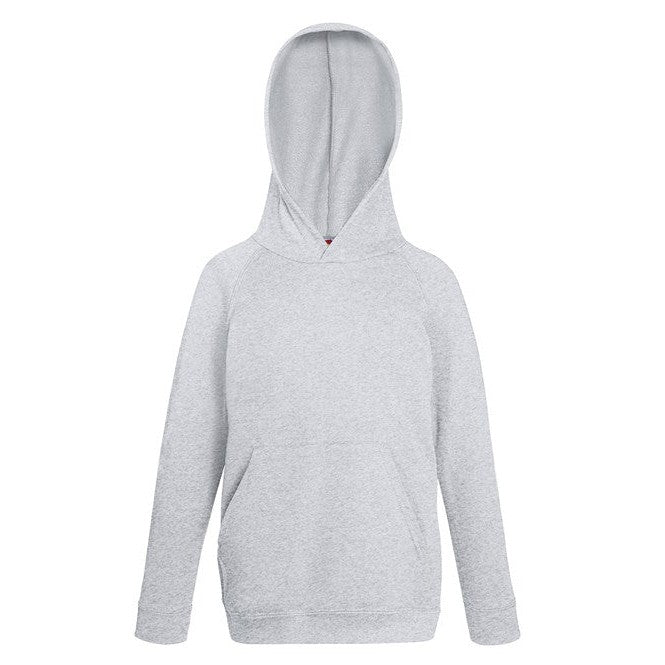 Fruit Of The Loom Kids Lightweight Hooded Sweatshirt Raglan Sleeves Pouch Pocket