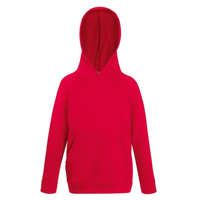 Fruit Of The Loom Kids Lightweight Hooded Sweatshirt Raglan Sleeves Pouch Pocket