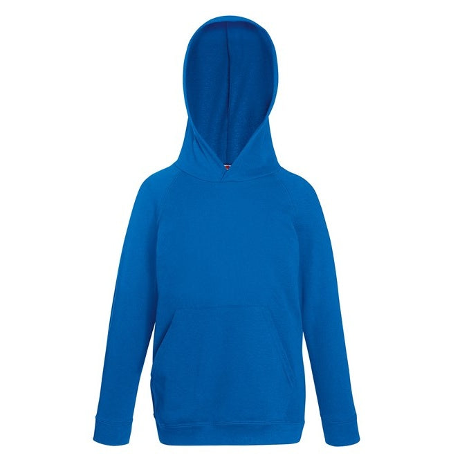 Fruit Of The Loom Kids Lightweight Hooded Sweatshirt Raglan Sleeves Pouch Pocket