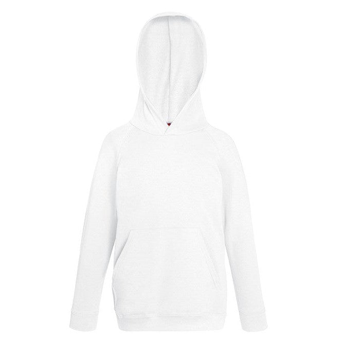 Fruit Of The Loom Kids Lightweight Hooded Sweatshirt Raglan Sleeves Pouch Pocket