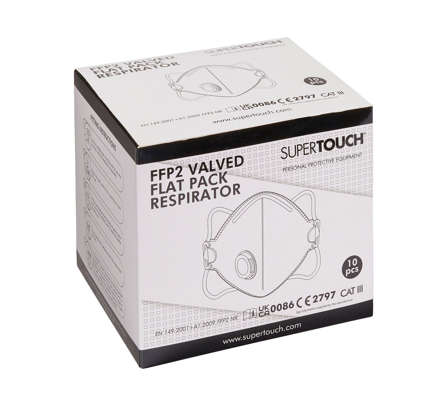 Supertouch FFP2 Valved Respirator Flat Pack 10 Pieces Adjustable Nose Seal