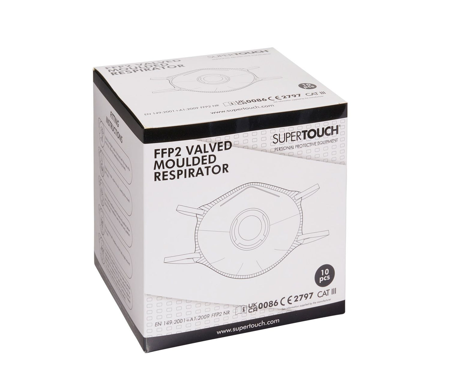 Supertouch FFP2 Valved Moulded Respirator with Adjustable Nose Bridge - 10 Pack