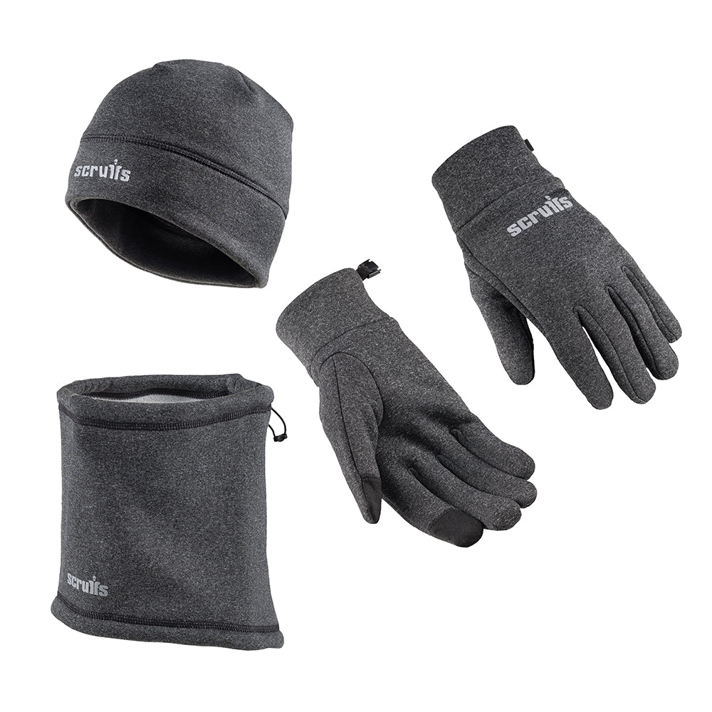 Scruffs Pro Winter Essentials Pack Neck Warmer Gloves Beanie Hat One Size