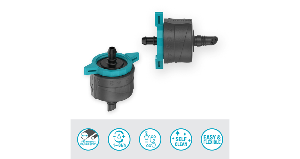 Gardena MDS Adjustable Endline Drip Head 2l/h for Potted Plants and Gardens