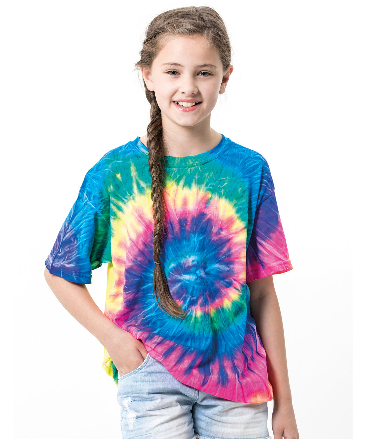 Colortone Kids Tie-Dye T-Shirt Rainbow Design 100% Cotton Sizes XS-L