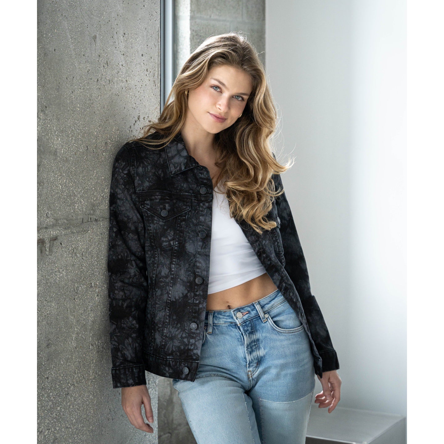 Colortone Tie-Dye Denim Jacket Unisex Loose Fit with Chest Pockets