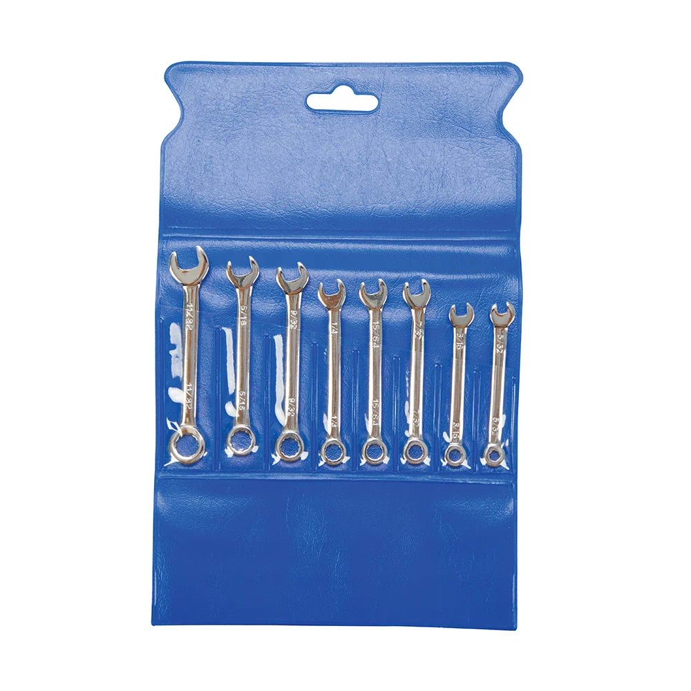 King Dick Miniature Imperial Combination Spanner Set 8Pce Chrome Vanadium