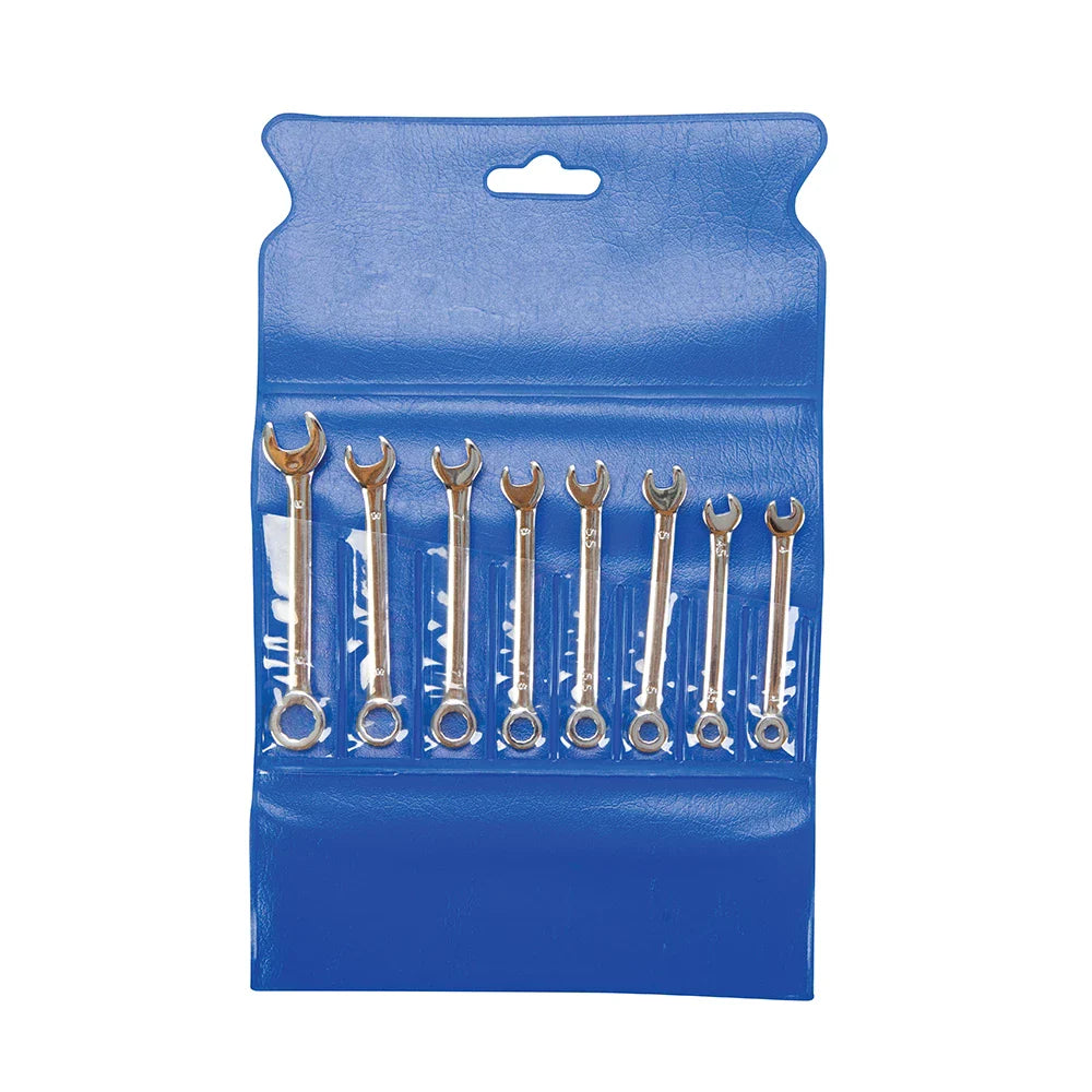 King Dick Miniature Metric Combination Spanner Set 8Pce Chrome Vanadium Steel