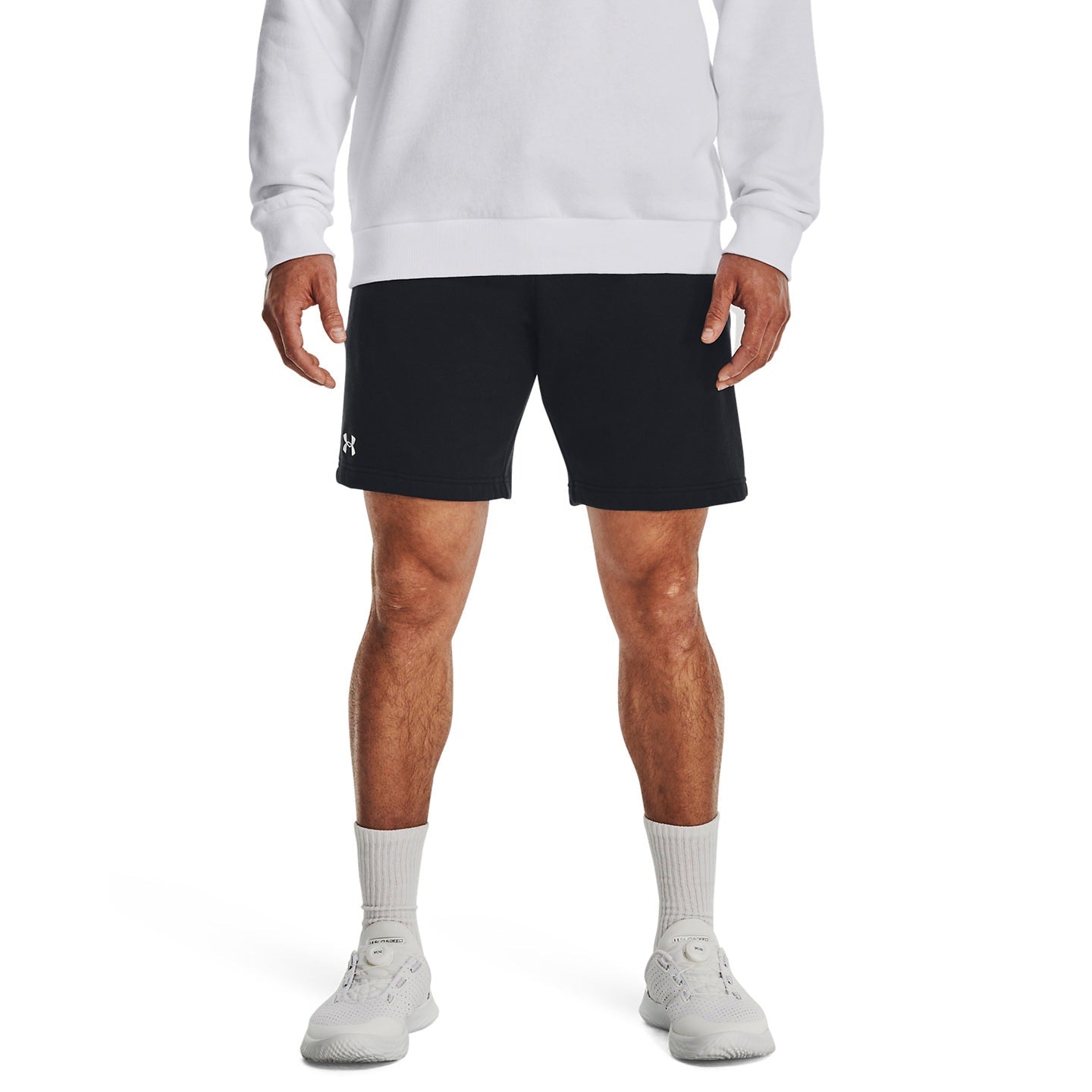 Under Armour Rival Fleece Shorts Cotton Blend Elastic Waistband Pockets