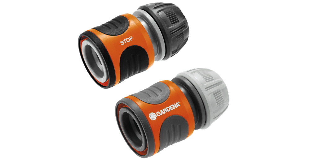Gardena Hose Connection Set 1/2" - 5/8" with Water Stop and Easy Grip Design