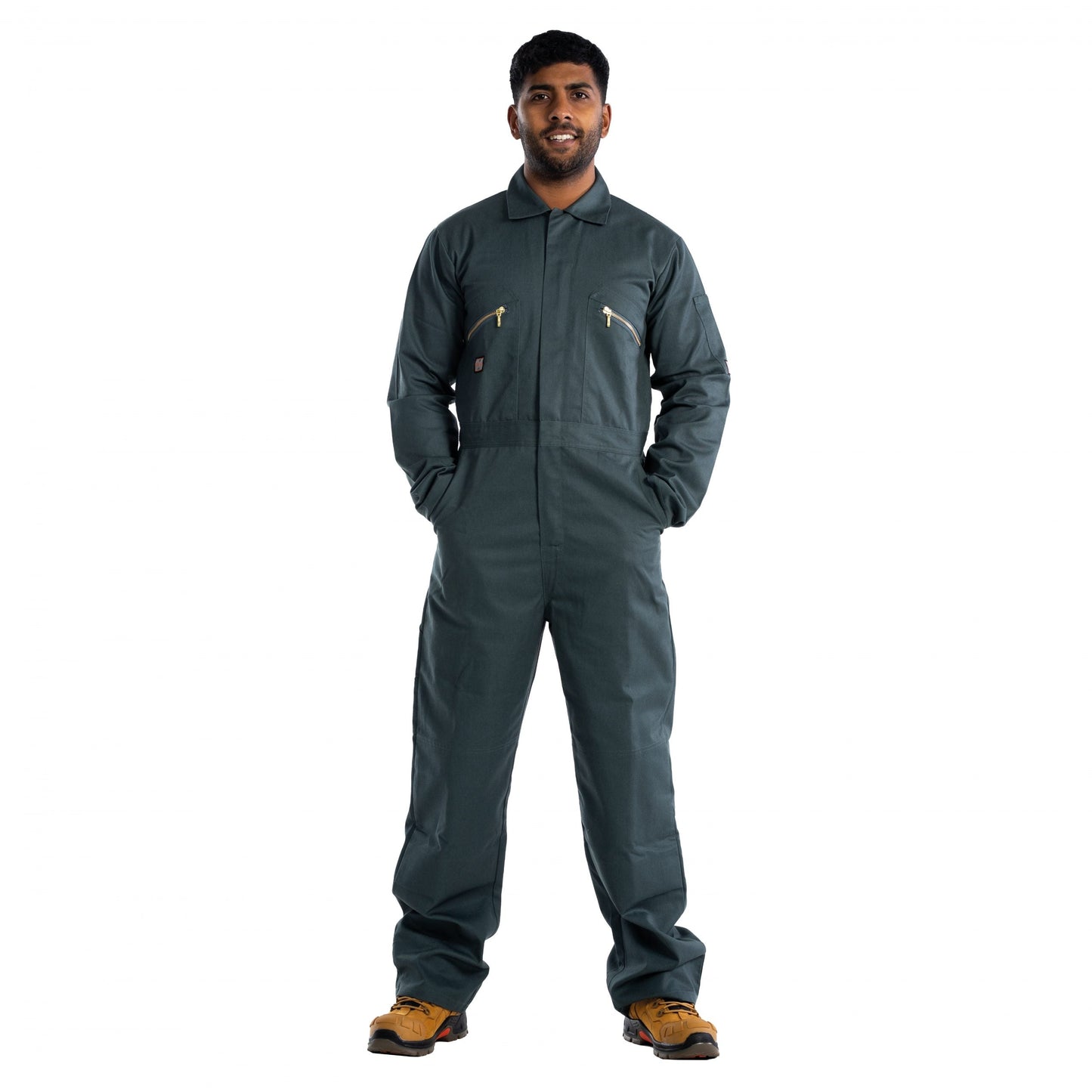 Unbreakable Zipped Coverall 260gsm YKK Zip Pockets Reinforced Waistband
