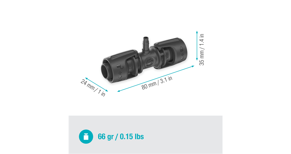 Gardena T-Joint 1/2" to 3/16" Micro-Drip System Connector 5 Pack
