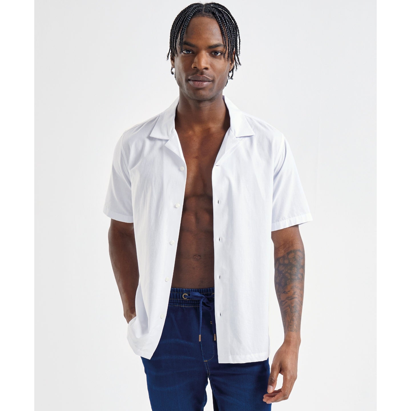 Wombat Men's Short Sleeve Shirt Cuban Collar Relaxed Fit Lightweight Summer Wear