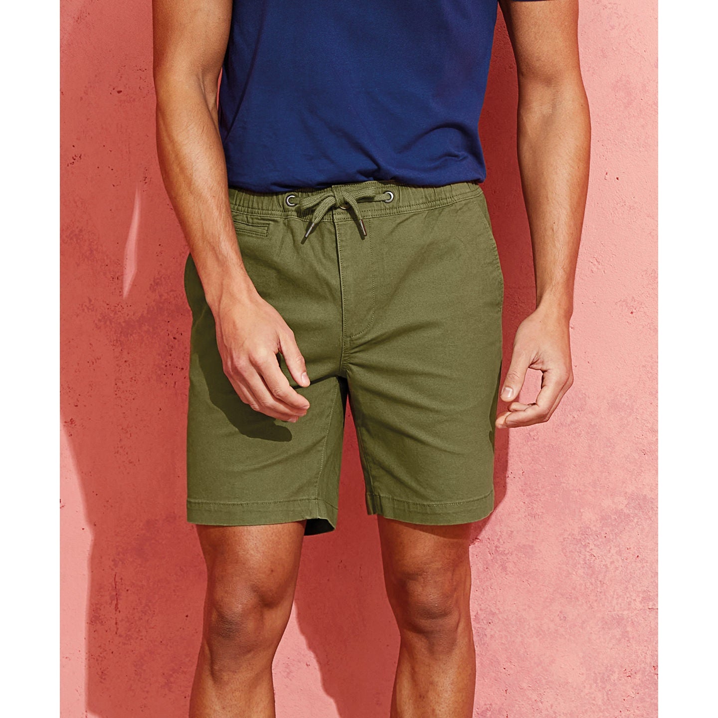 Wombat Men's Drawstring Chino Shorts Elasticated Waistband Multiple Pockets