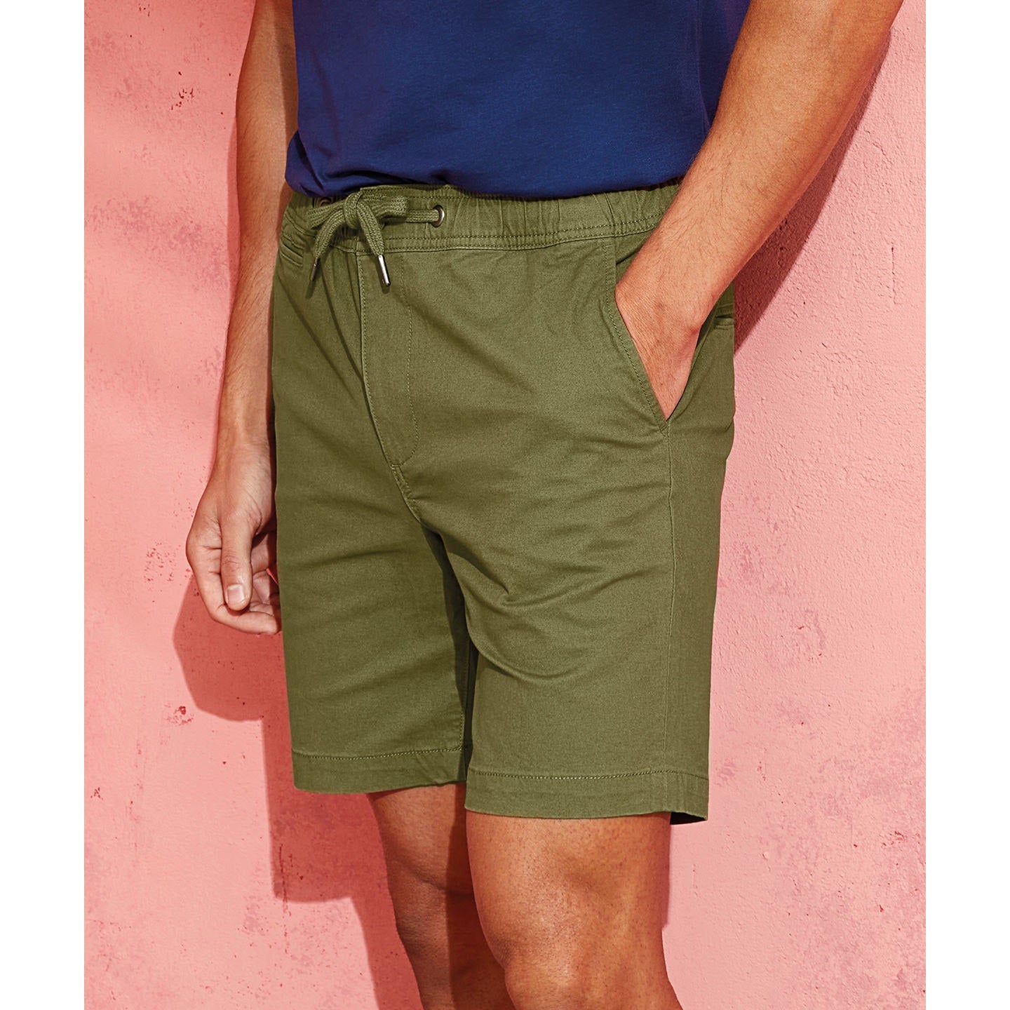 Wombat Men's Drawstring Chino Shorts Elasticated Waistband Multiple Pockets