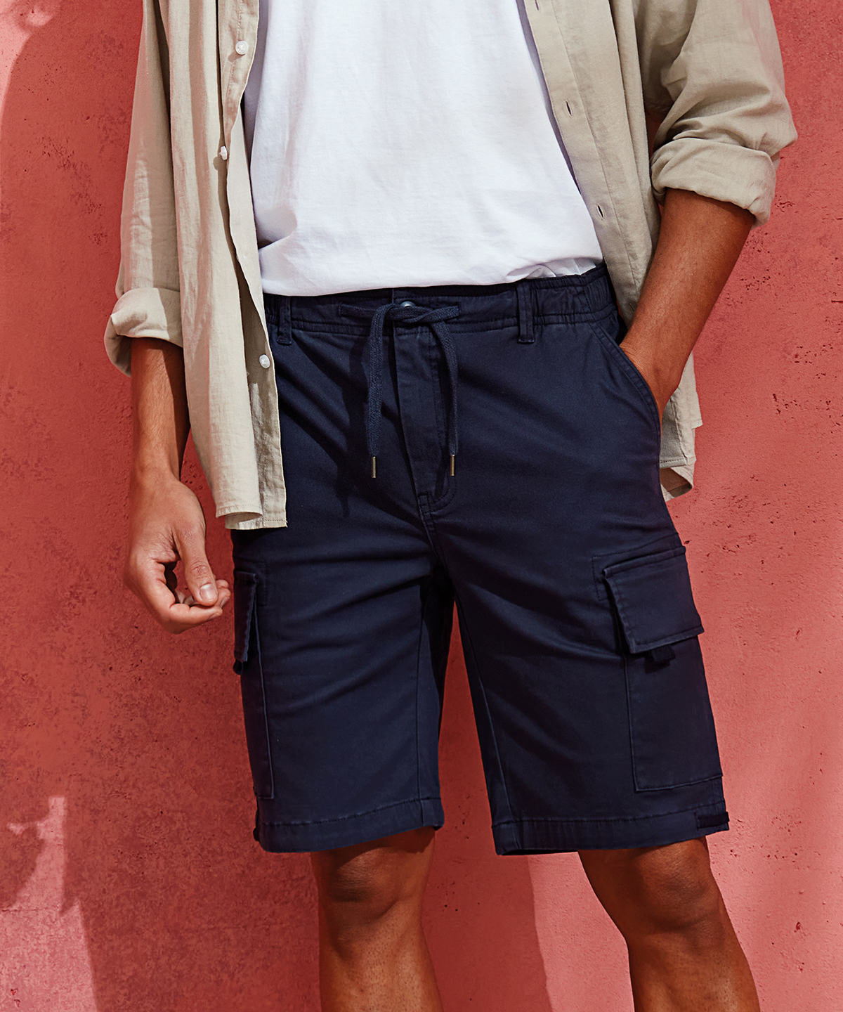 Wombat Men's Cargo Utility Shorts with Drawstring Waist and Multiple Pockets