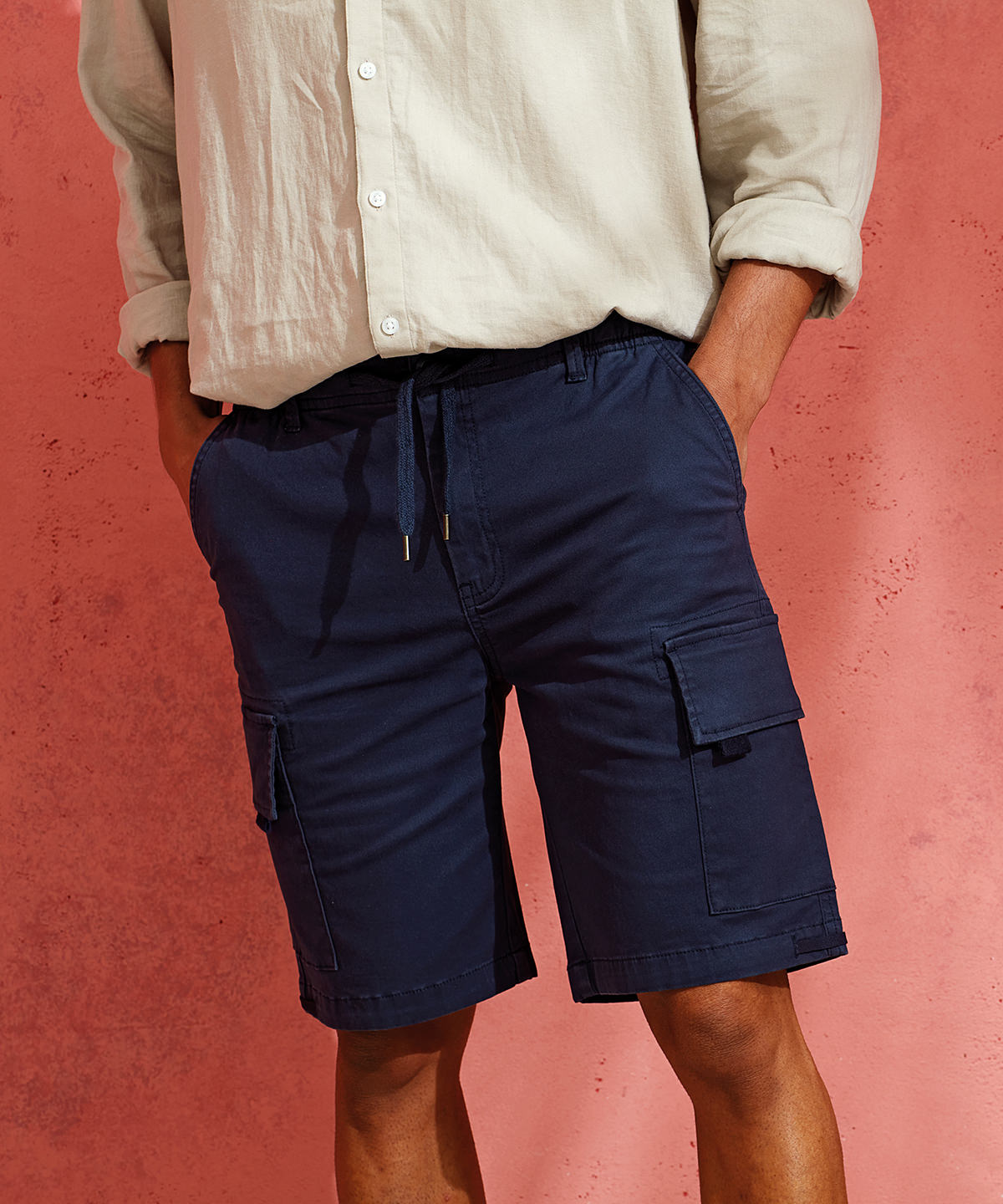 Wombat Men's Cargo Utility Shorts with Drawstring Waist and Multiple Pockets