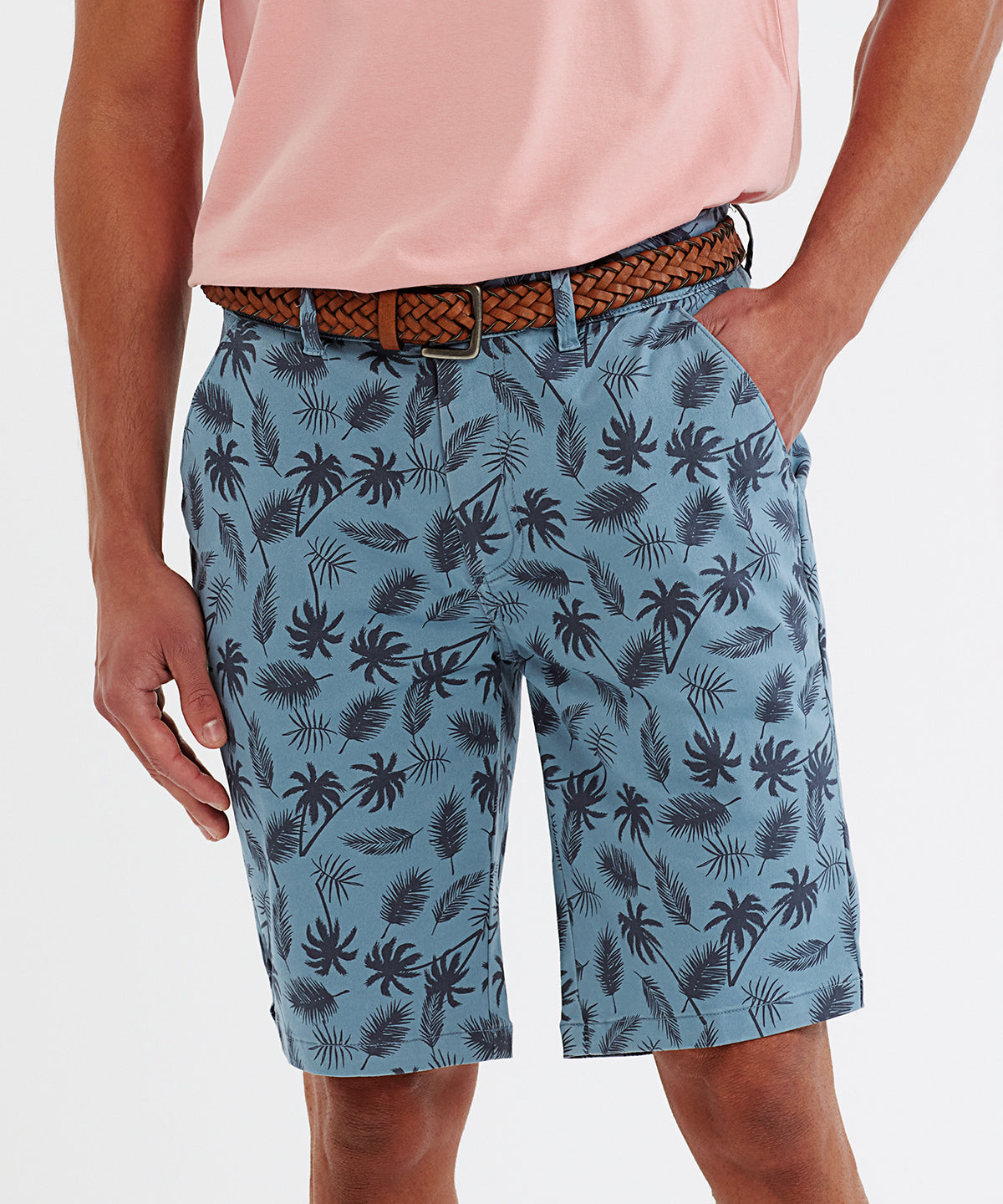 Wombat Men's Palm Print Shorts Lightweight Cotton Summer Casual Wear S-2XL