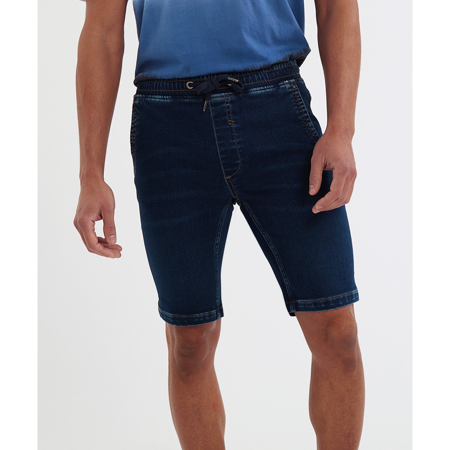 Wombat Men's Denim Drawstring Shorts Comfortable Stretch Worn Effect Sizes S-2XL