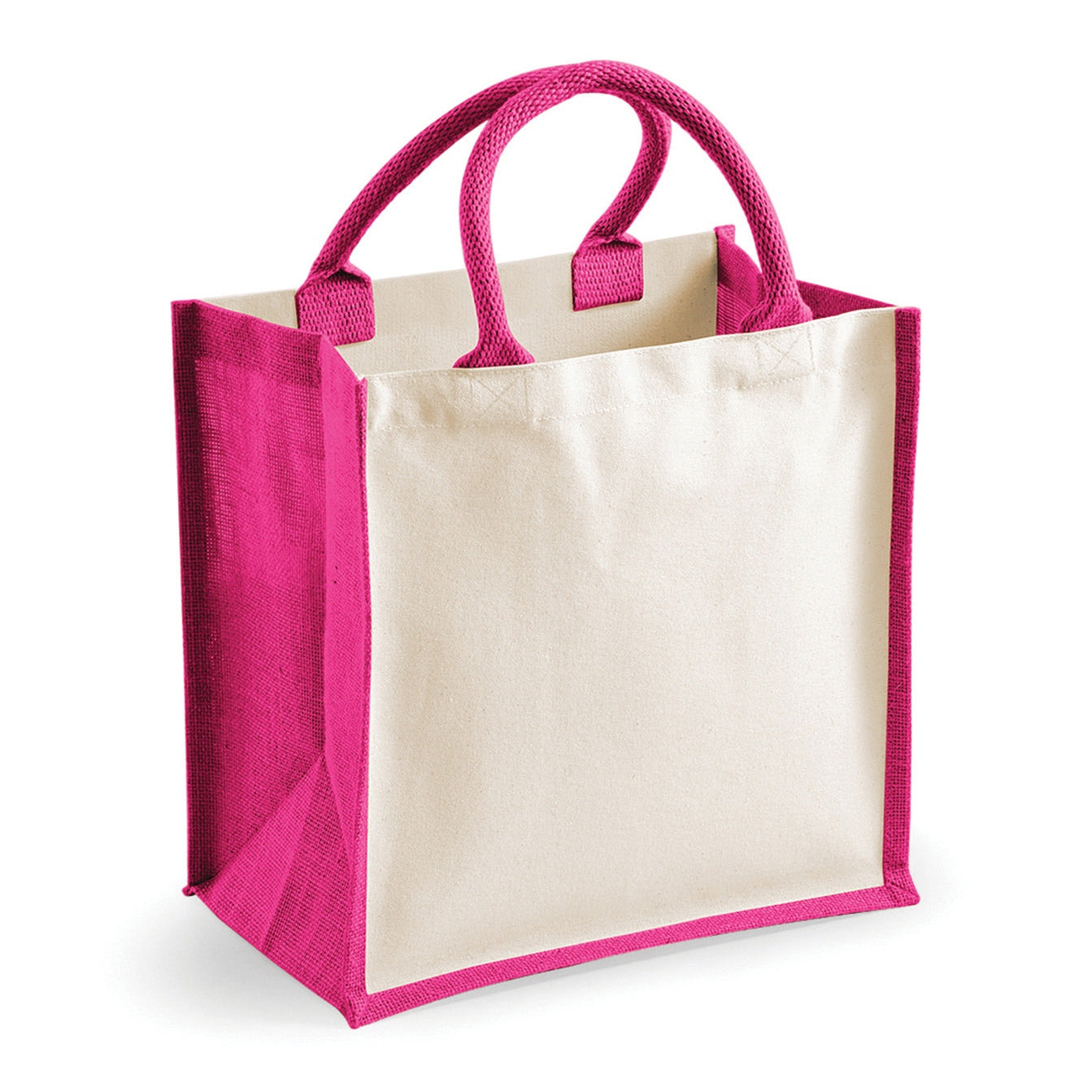 Westford Mill Midi Jute Tote Bag with Cotton Handles and Print-Friendly Panels