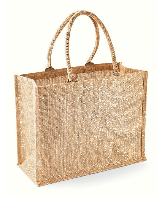 Westford Mill Shimmer Jute Shopper with Cotton Handles and Gold Thread Detail