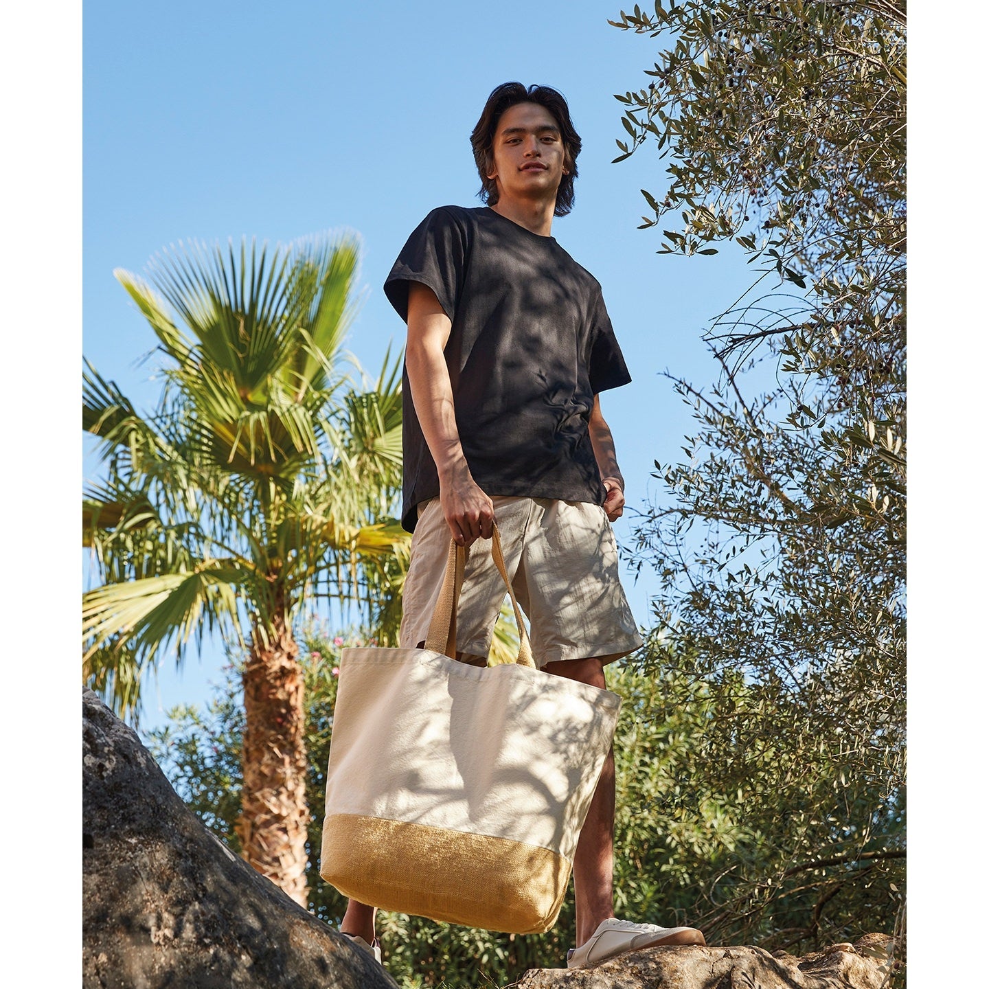Westford Mill Jute Base Canvas Tote XL Heavyweight Cotton Large Capacity Bag