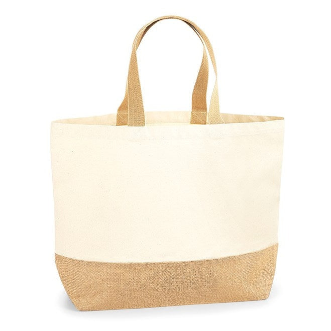 Westford Mill Jute Base Canvas Tote XL Heavyweight Cotton Large Capacity Bag
