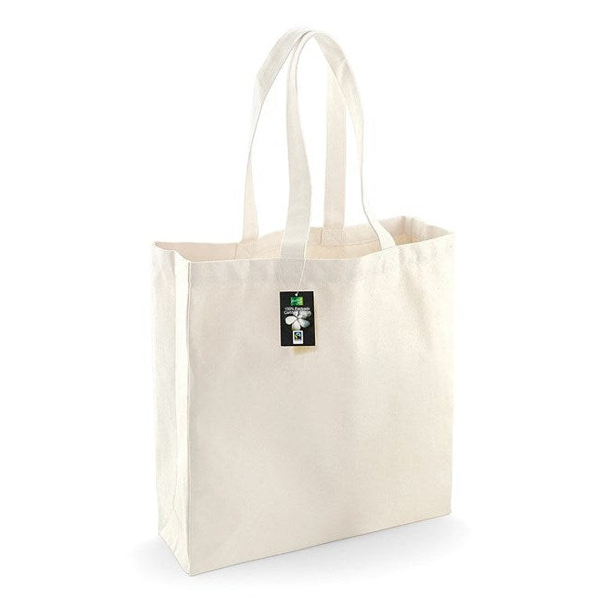 Westford Mill Fairtrade Cotton Classic Shopper Bag 21L 100% Canvas 58cm Handle