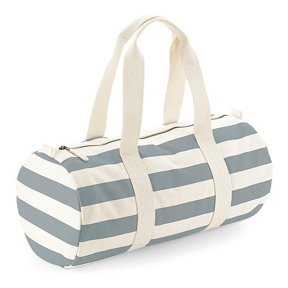 Westford Mill Nautical Barrel Bag 20L Cotton Canvas Striped Beach Bag
