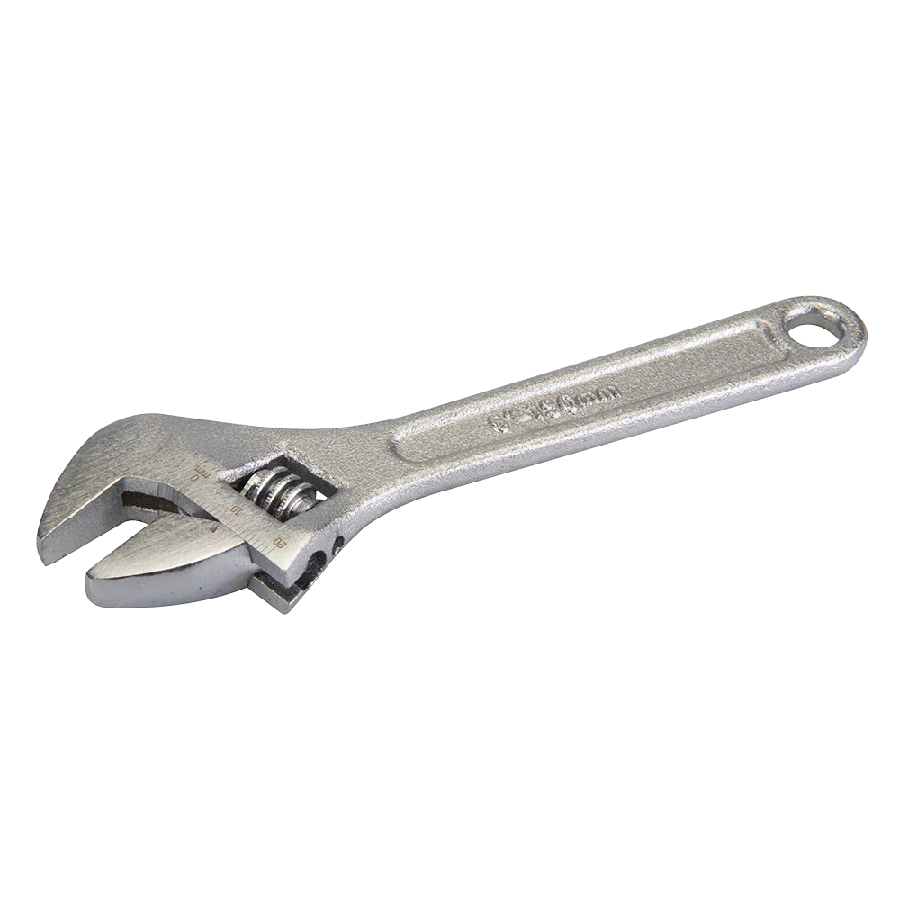 Silverline 150mm Adjustable Wrench Polished Jaw 17mm Capacity Drop-Forged