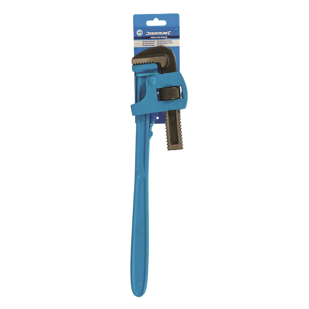 Silverline 450mm Stillson Pipe Wrench Forged Steel Serrated Jaws Adjustable
