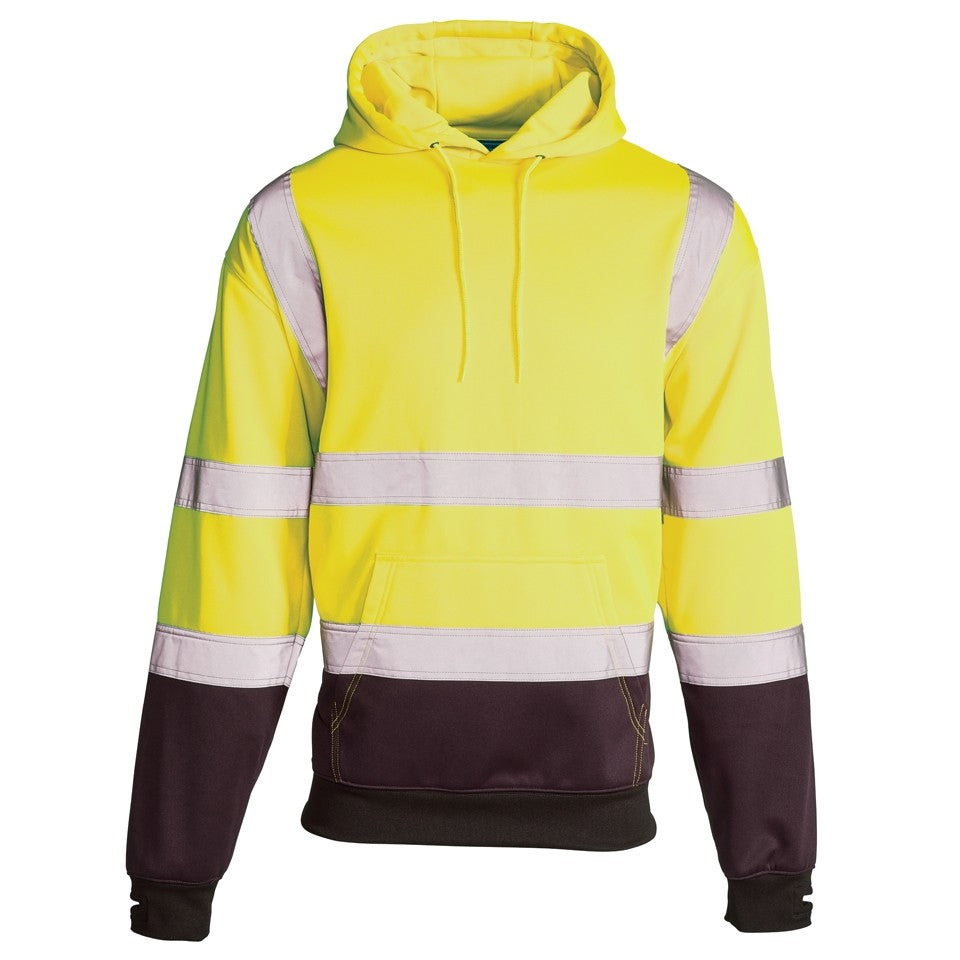 Supertouch Hi Vis Yellow Two Tone Hooded Sweatshirt Class 2 EN ISO 20471