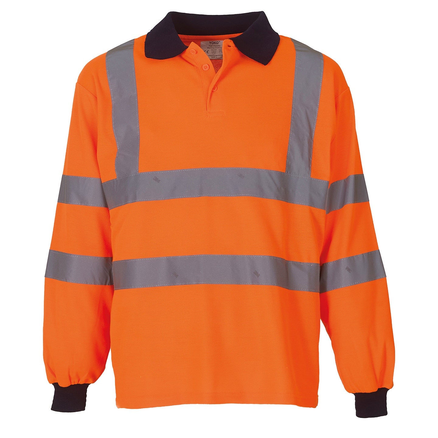Yoko Hi-Vis Long Sleeve Polo Shirt EN ISO20471 Class 2 Reflective Safety Wear