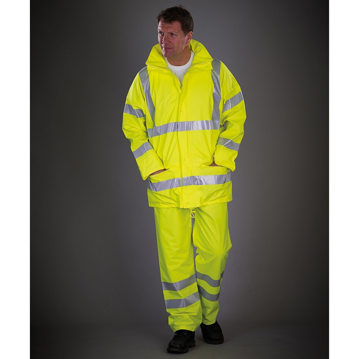 Yoko Hi-Vis U-Dry Jacket Waterproof Breathable EN ISO 20471 Class 3