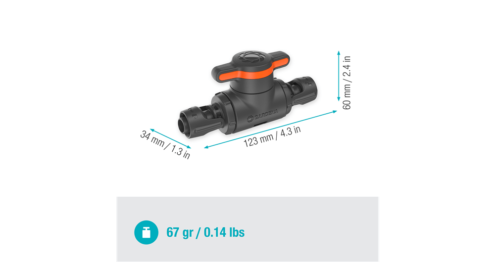 Gardena Shut-Off Valve 13 mm 1/2" for Micro-Drip-System Water Control