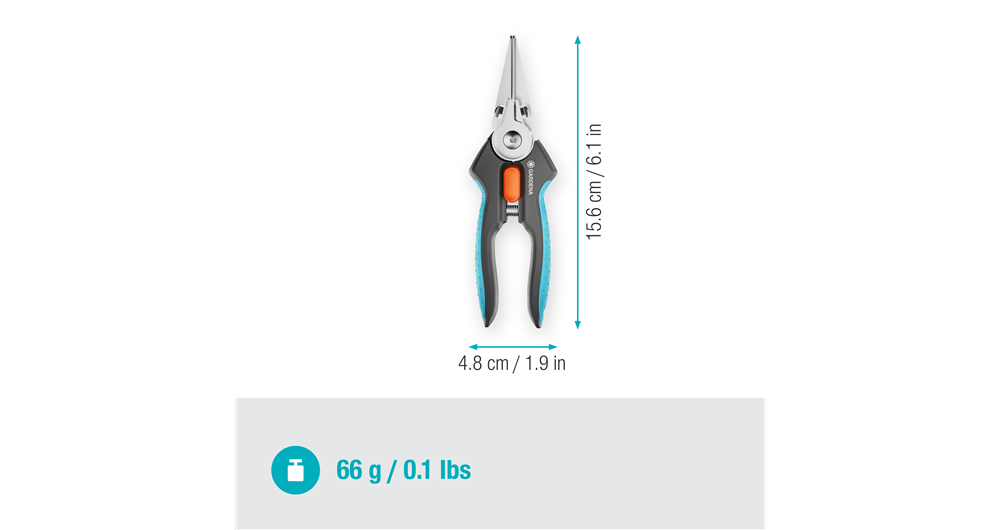 Gardena GripCut One-Handed Herb Scissors with Ergonomic Handles & Locking Blades